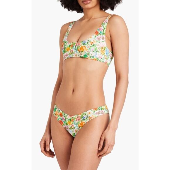 Onia L Swimsuit Bikini Set Spring Floral Field Scoop Top Low Rise Bottoms NEW - Picture 1 of 9